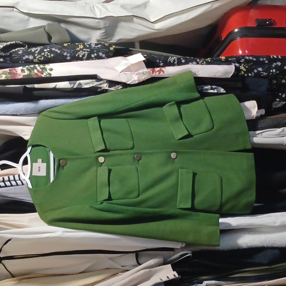 Wool green coat jacket - Picture 3 of 7